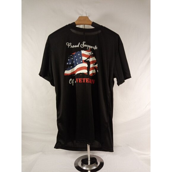 Armored Sportswear Men's Black Red White Blue Veteran Athletic Tee Size Large - Picture 1 of 6